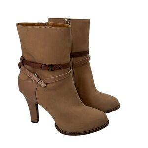 Tod's plaque logo boots 105mm nubuck leather tan old money classic sz 10